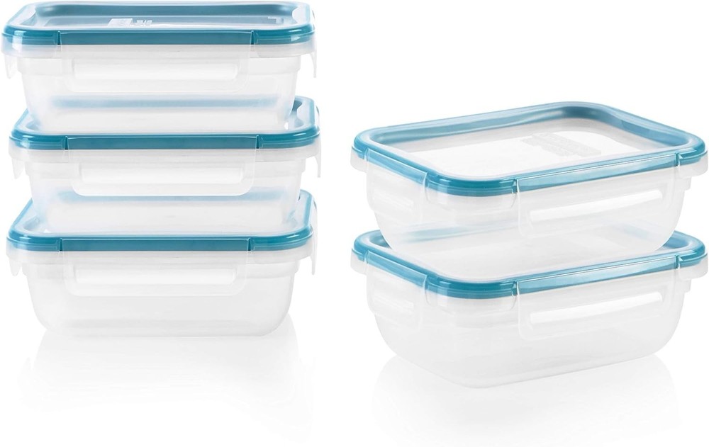 Total Solution 5-Pack (3-Cup) Plastic Food Storage Containers Set, Leakproof & A