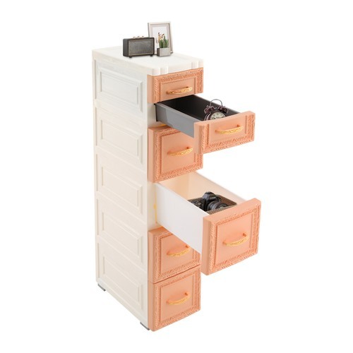 Slim 5-Tier Storage Cabinet with Wheels, Slim Profile for Small Spaces