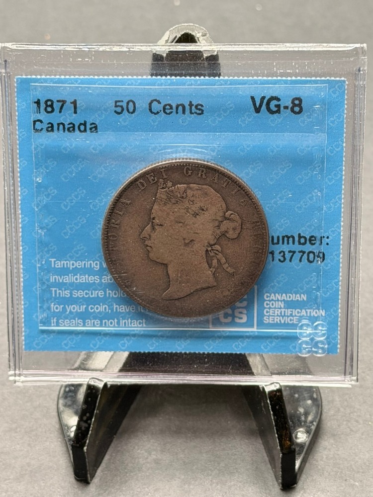 1871 Canada 50 Cent CCCS Graded VG-8