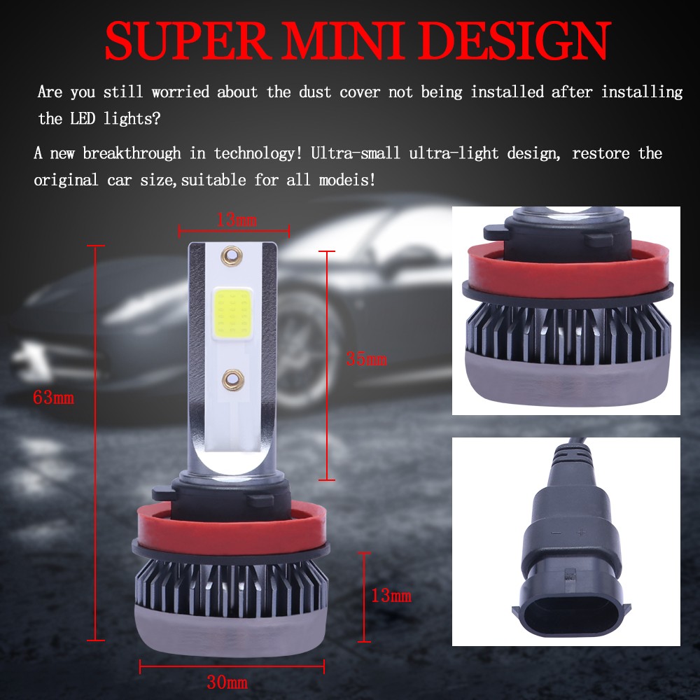 Pair H11 LED Headlight Kit Low Beam Bulb Super Bright 6500K White 1000000LM