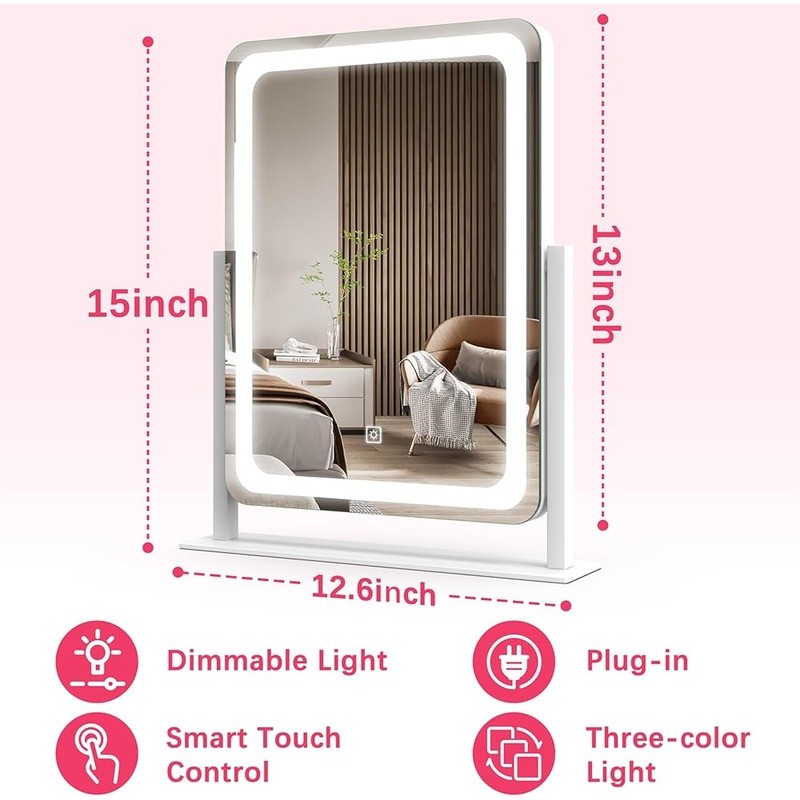 LED Vanity Mirror Lighted Makeup Mirror Adjustable Brightness Compact Design New