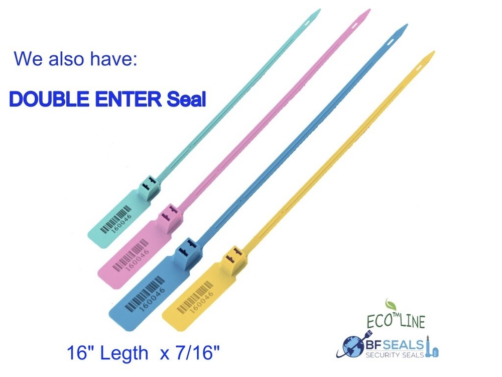 Plastic Seal DE, 100 pcs, 16" Numbered, Barcode, Elegant Yellow color