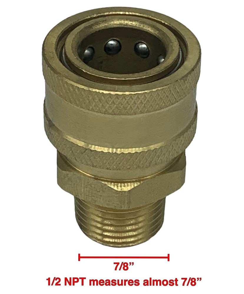 Pressure Washer Quick Connect Socket 1/2 NPT Thread Diameter Measures .840"