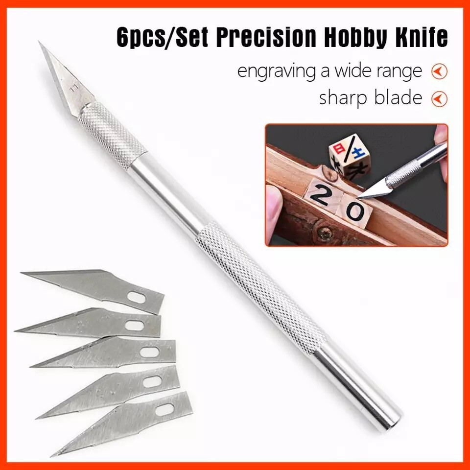 HOBBY KNIFE Razor Sharp Cutter Arts Craft Cutting Tool Exacto +Blade Refills 6B