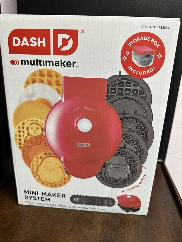 Dash MultiMaker™ Mini System Holiday Waffle Maker with 7 Removable Plates-NEW