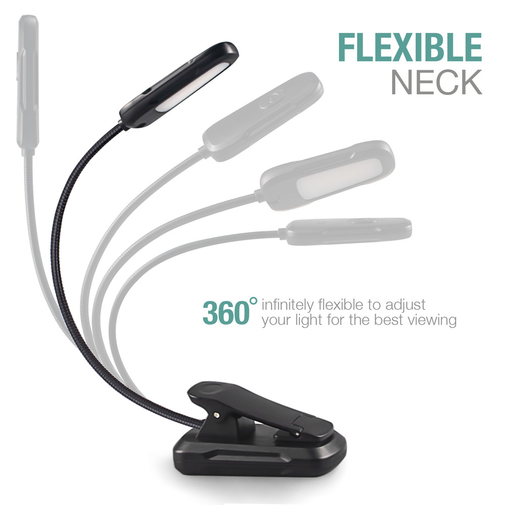 LED Book Light Flexible Rechargeable With 3 Light Modes Easy Clip Reading Lamp