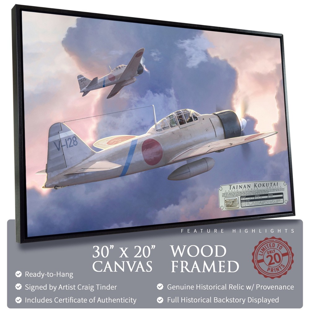 A6M2 Zero - Tainan Kokutai - 30"x20" Canvas | INCLUDES: Wing Section Piece