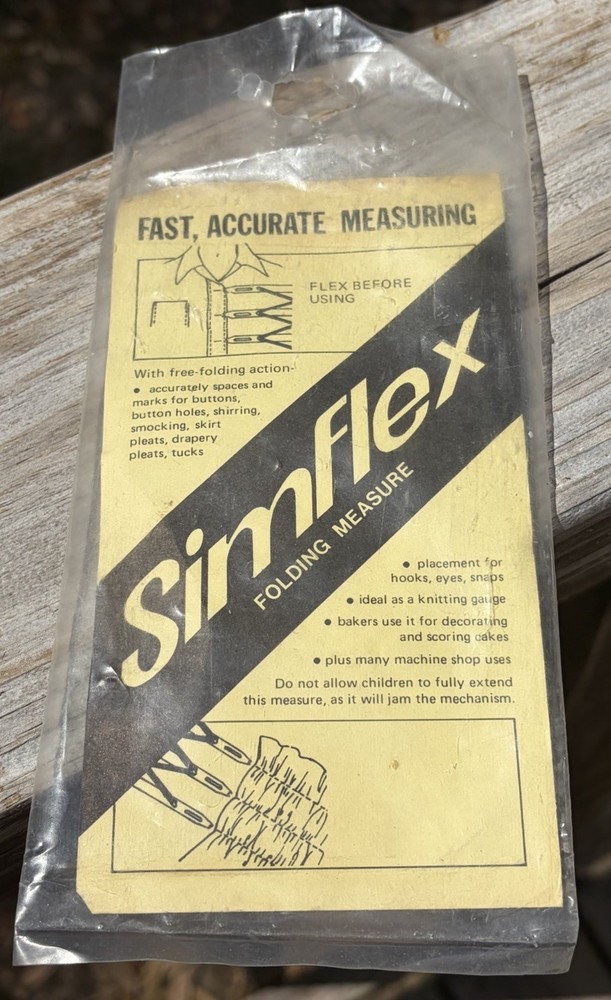 Vintage SimFlex Sewing Folding Measure Buttonhole Marker Fast Accurate Baking