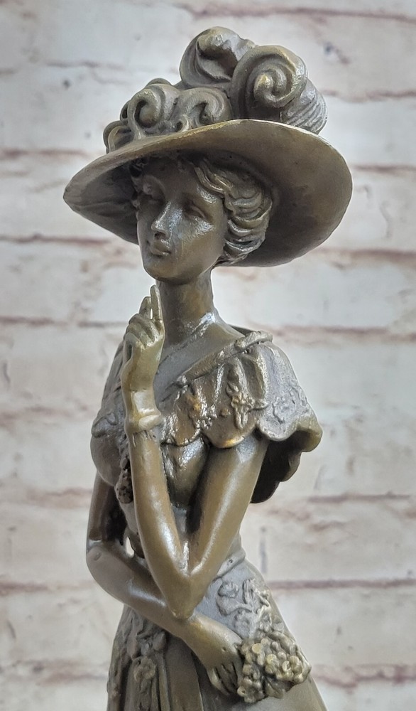 Signed Vitaleh Seductive Flapper Actress Bronze Sculpture Marble Lost Wax Method