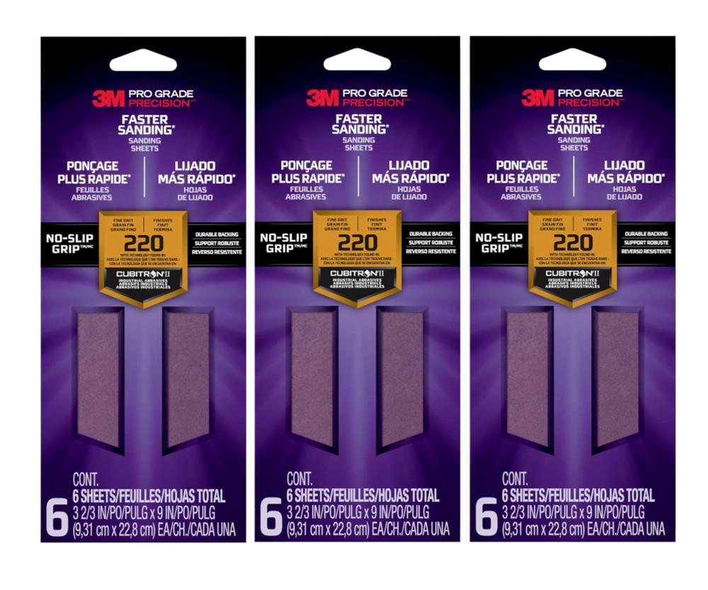 3M pro grade sanding Sandpaper sheets 6 Sheets 3 Pack