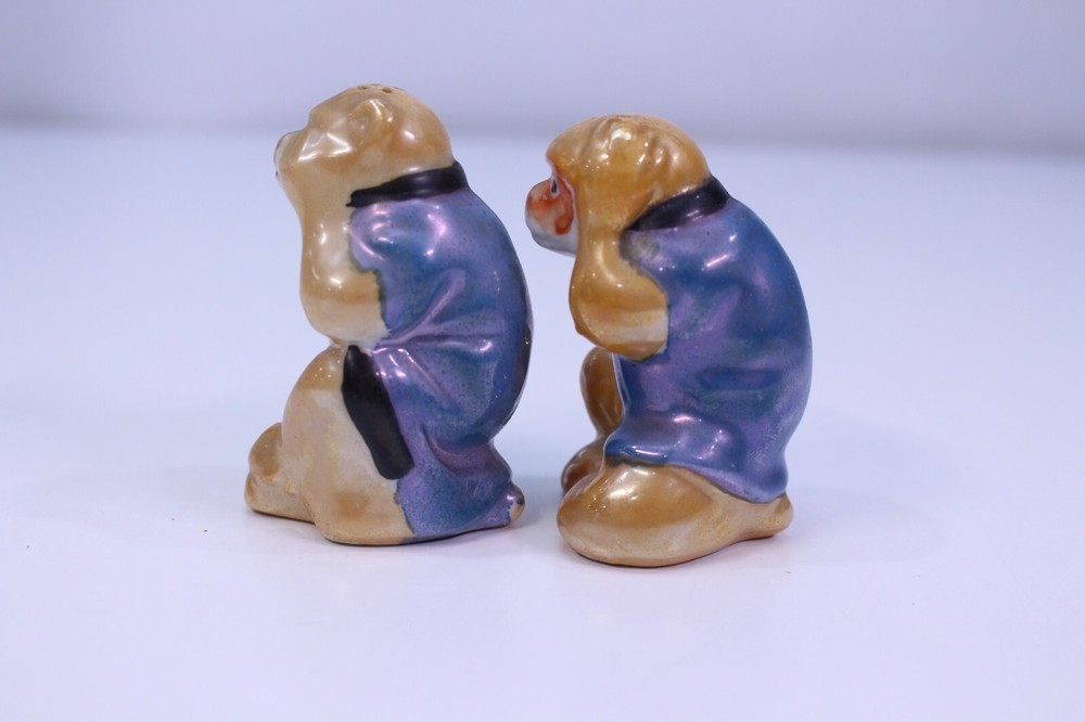 Salt & Pepper Shaker VTG Monkey MCM Set Bundle Hand Painted Japan Lustreware See
