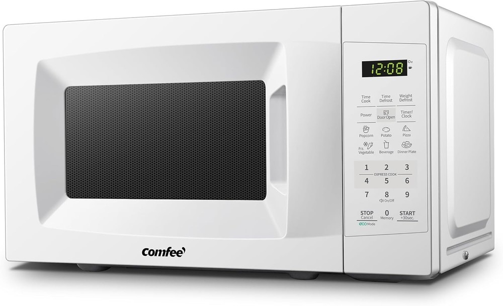 Energy-Efficient 700W Countertop Microwave with Sound Control & ECO Function