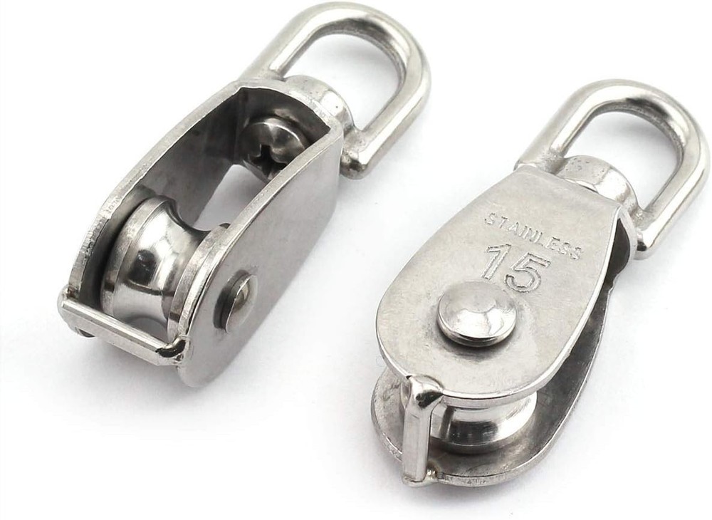2-Pack M15 Single Wheel Stainless Steel Rigging Block - Swivel Functionality