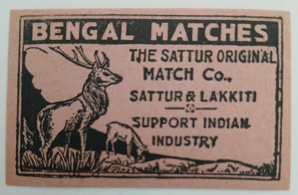 OLD MATCHBOX LABEL - BENGAL MATCHES - MADE IN INDIA