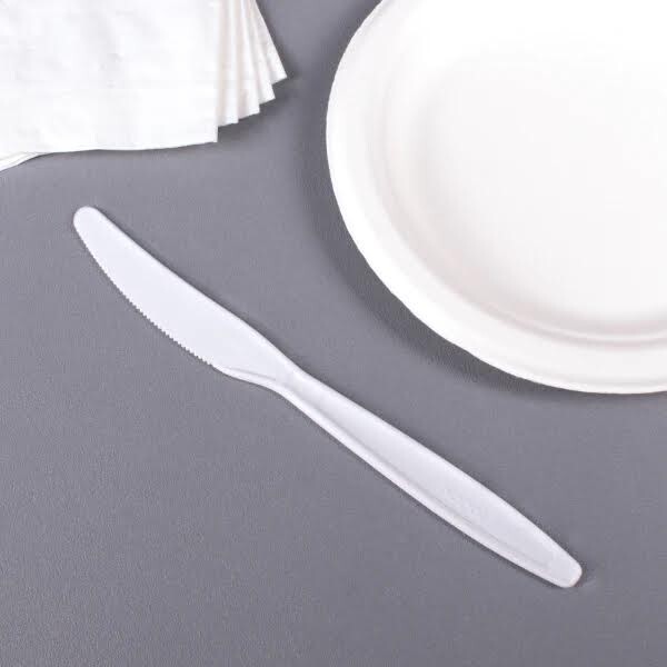 White Heavy Duty Plastic Knives 100 Per Pack Tableware Party 