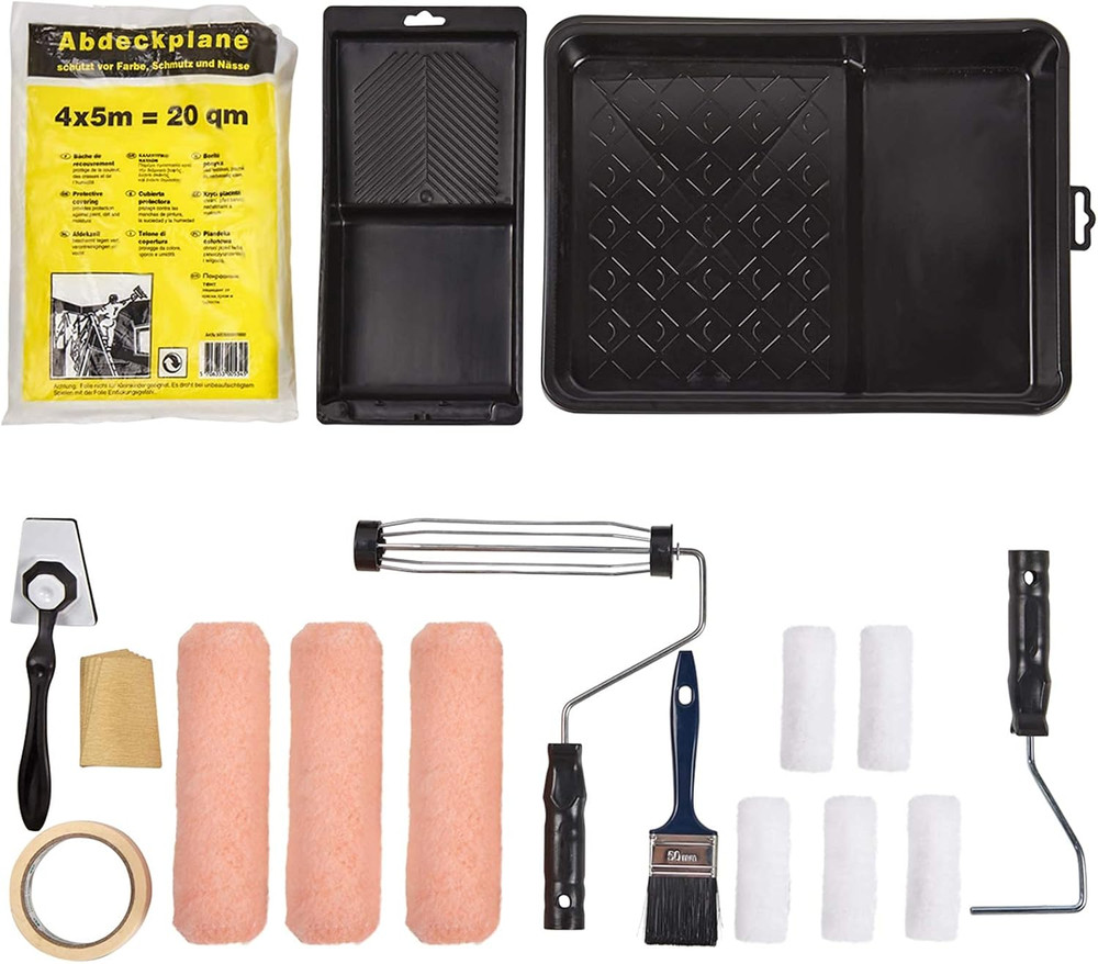 Paint Roller Kit 17 Pack 9 Inch Paint Roller Frame with Microfiber Roller Cover