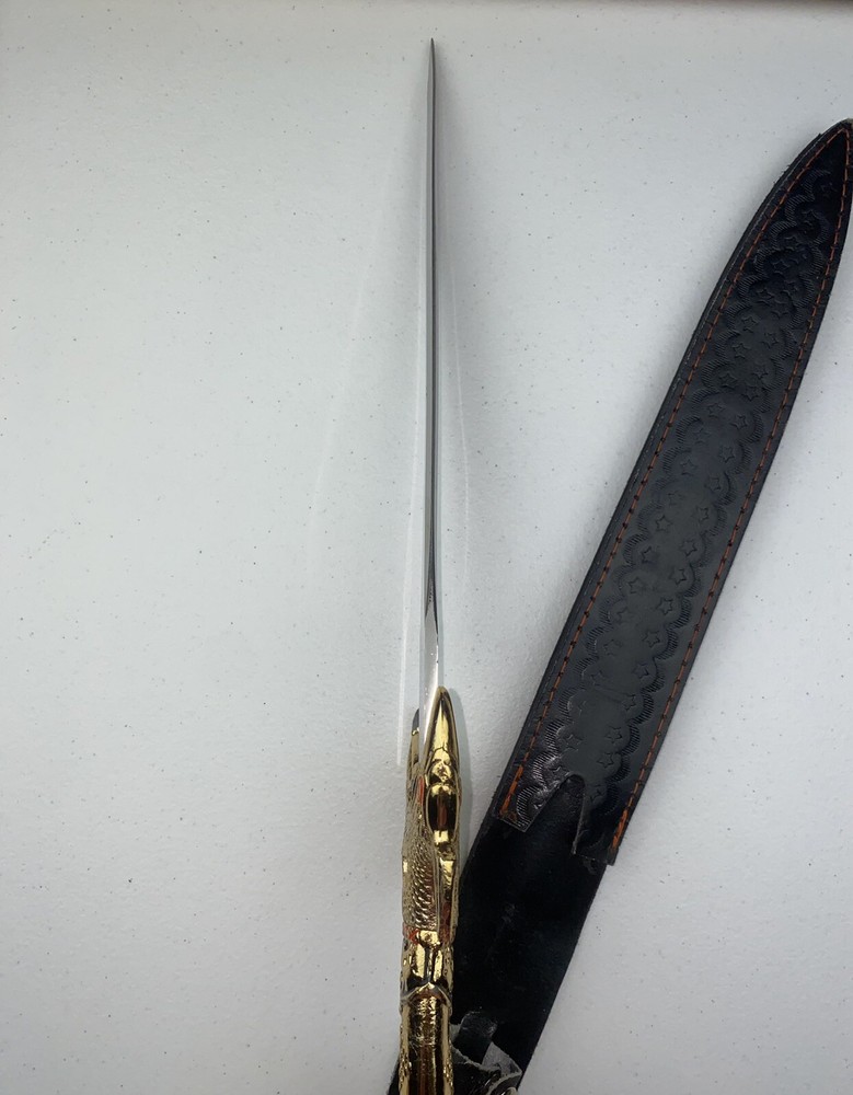 Decorative Dagger Heavy Gold Tone Handle (Needs TLC) 12” Blade