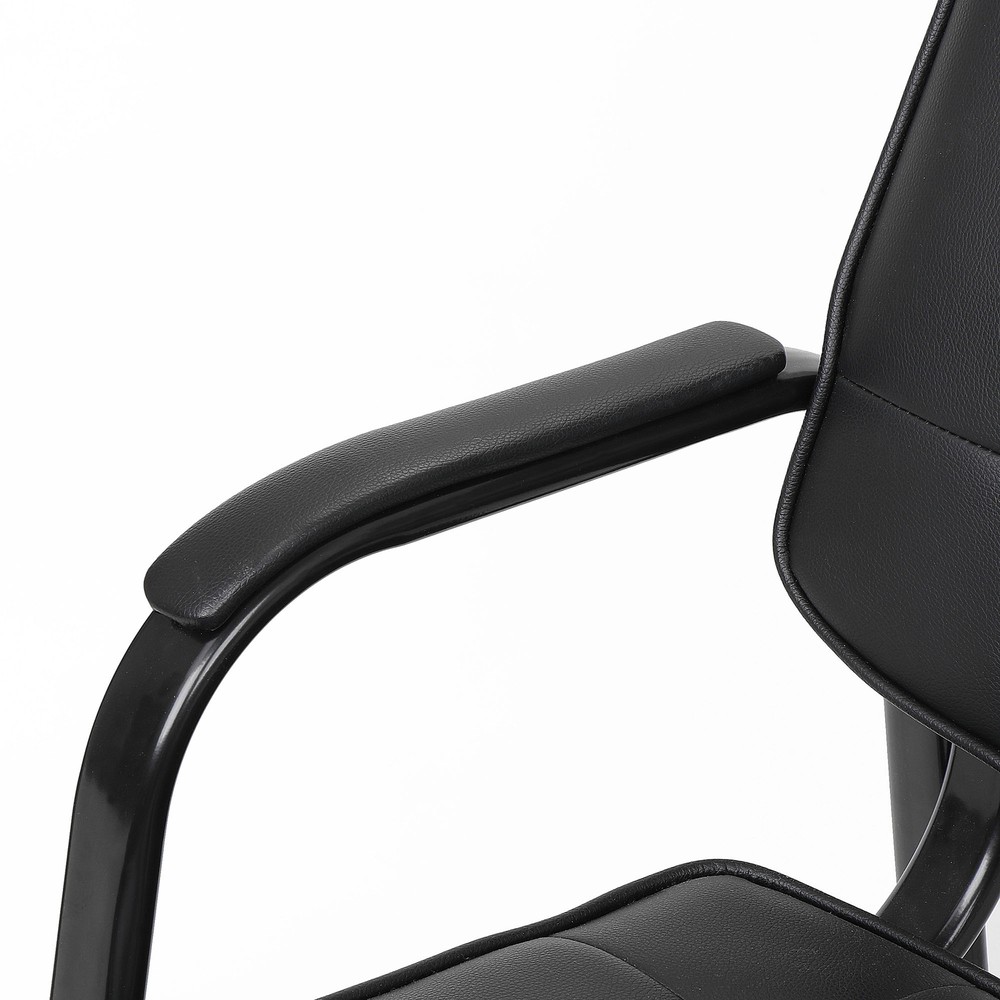 Back Smooth Leather Office Desk Computer Guest Chair with Armrest Reception