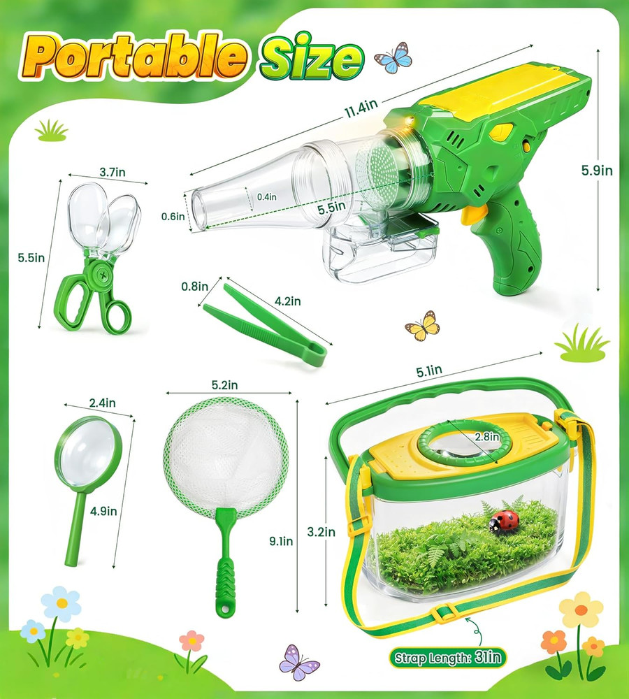 Bug Catcher for Kids, Bug Vacuum Catching Kit with Bug Collector Butterfly Net M