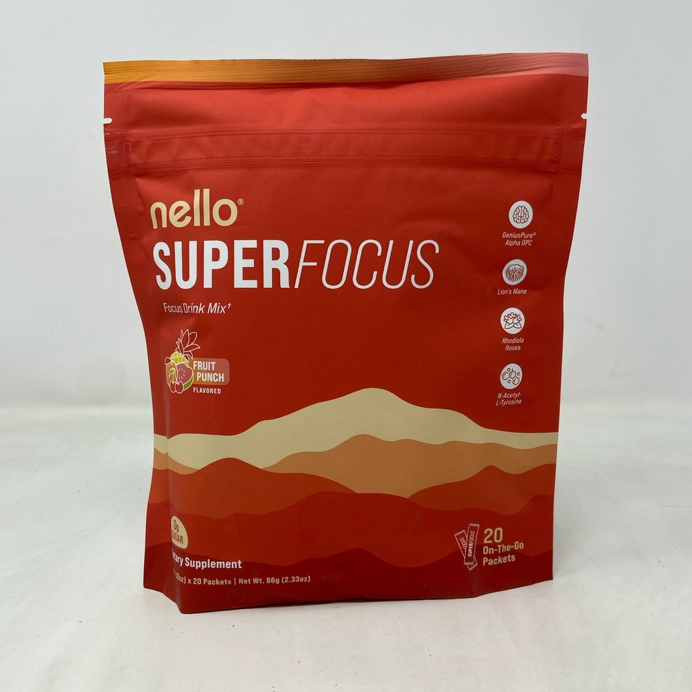 Nello SuperFocus Fruit Punch Drink Mix, 20 Packets 66g