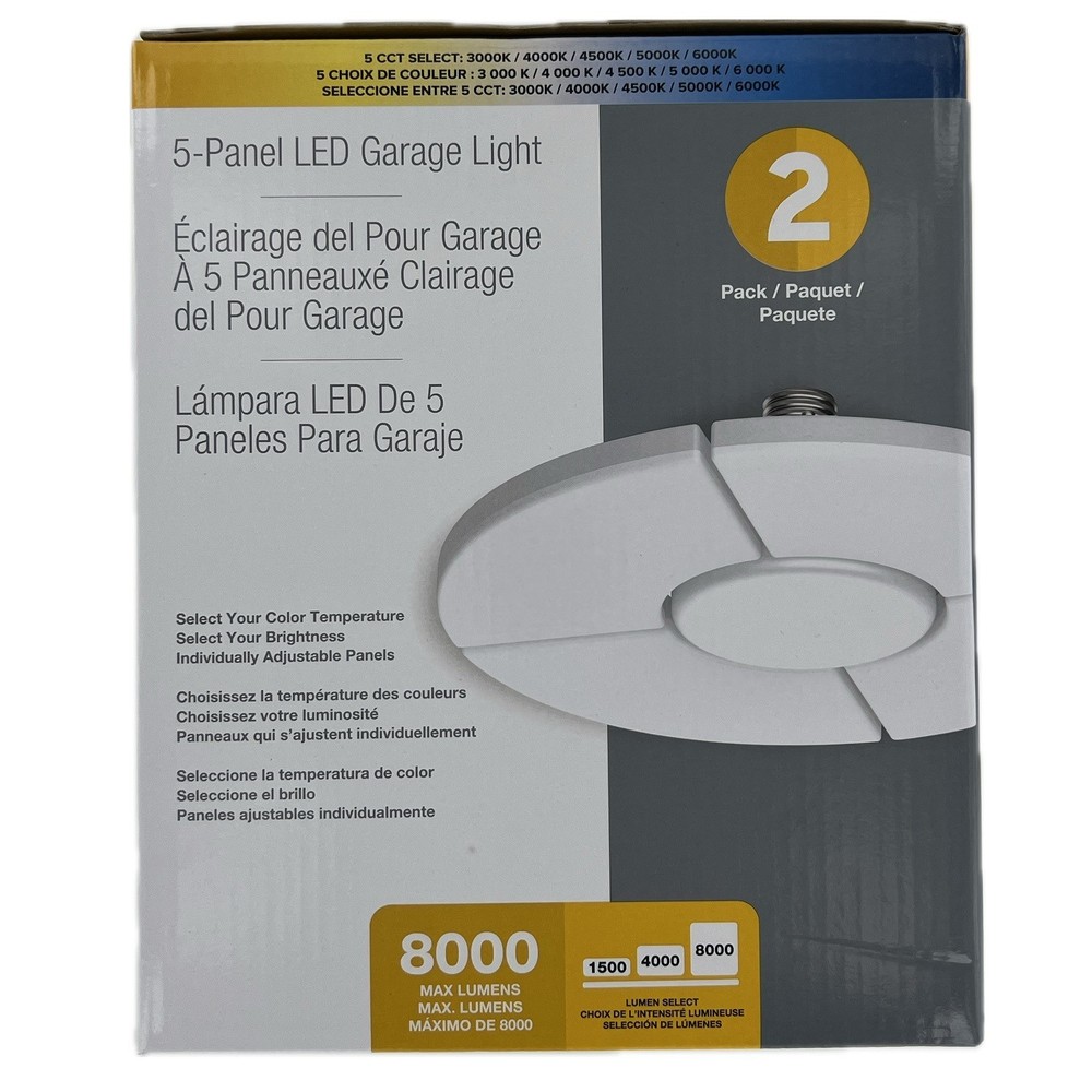 5-Panel LED Garage Light, 2 Pack NEW
