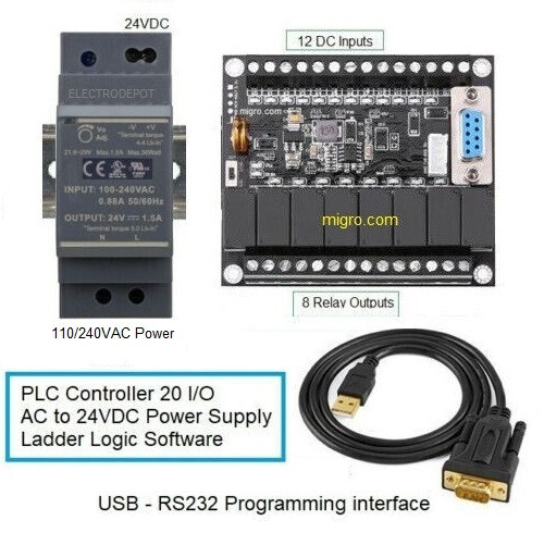 PLC Kit Win 11 Ladder Logic Professional Software w Programmable Controller FX20