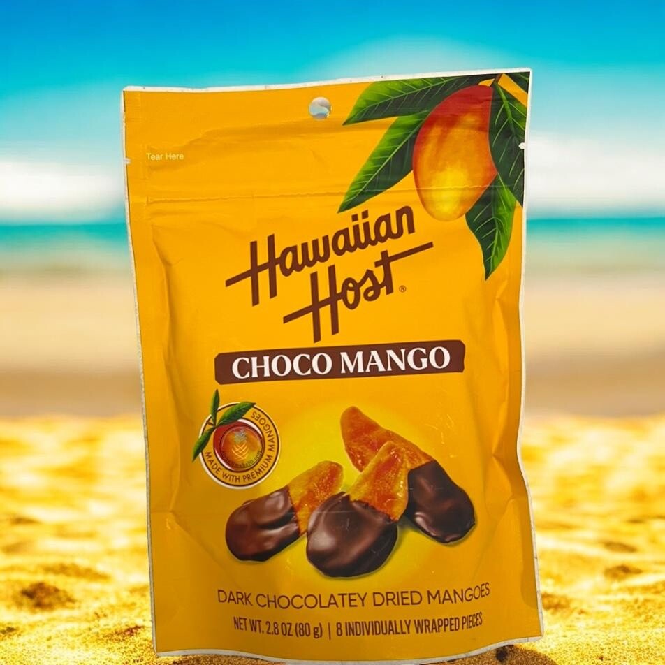 Hawaiian Host Choco Mango – Dark Chocolate Dipped Dried Mango Slices – Tropical