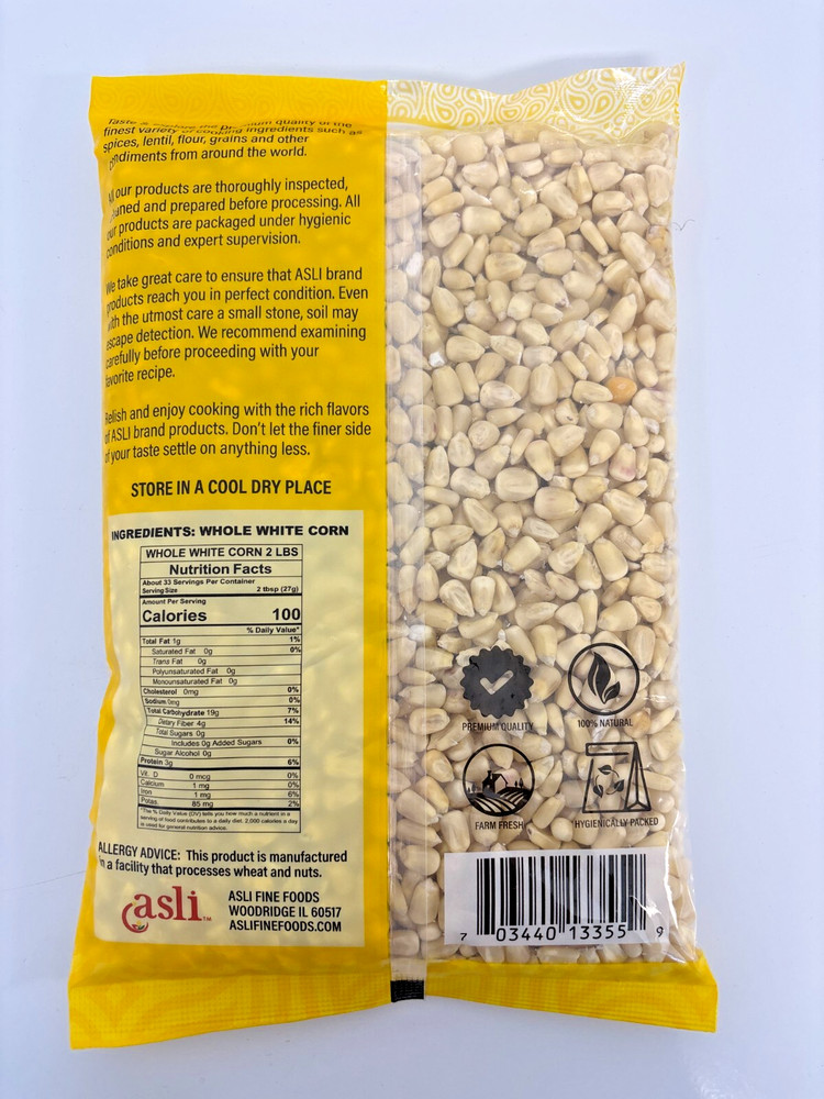 Whole White Corn Net Wt 2lbs (908gm)