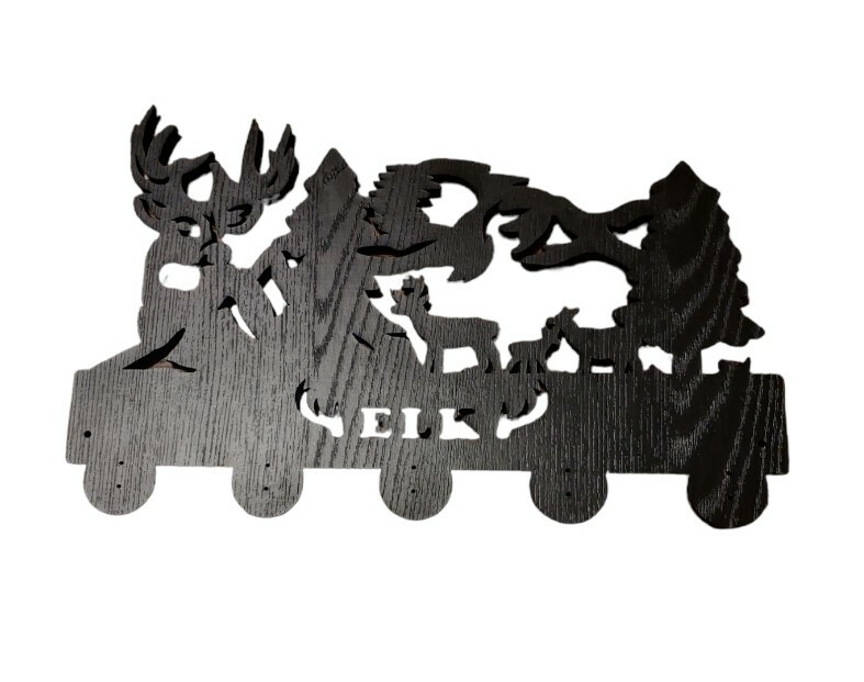 Elk Key Hook Holder Mount Wooden Black