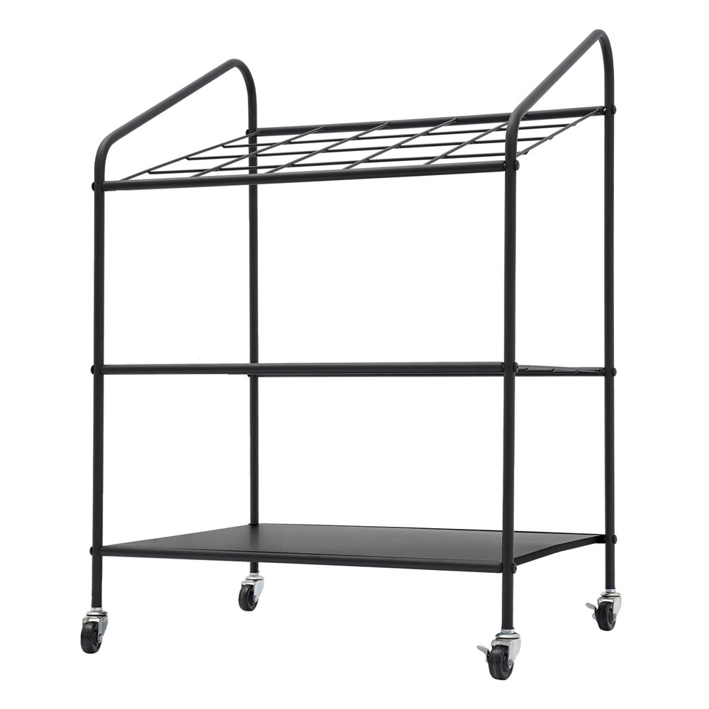 Mobile Paper Rolls Organizer Floor Storage Rack Material Roll Dsplay Rack Black