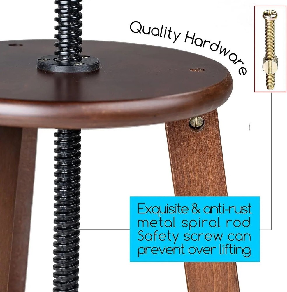 MEEDEN Drawing stool in walnut, beech, height-adjustable artist's stool