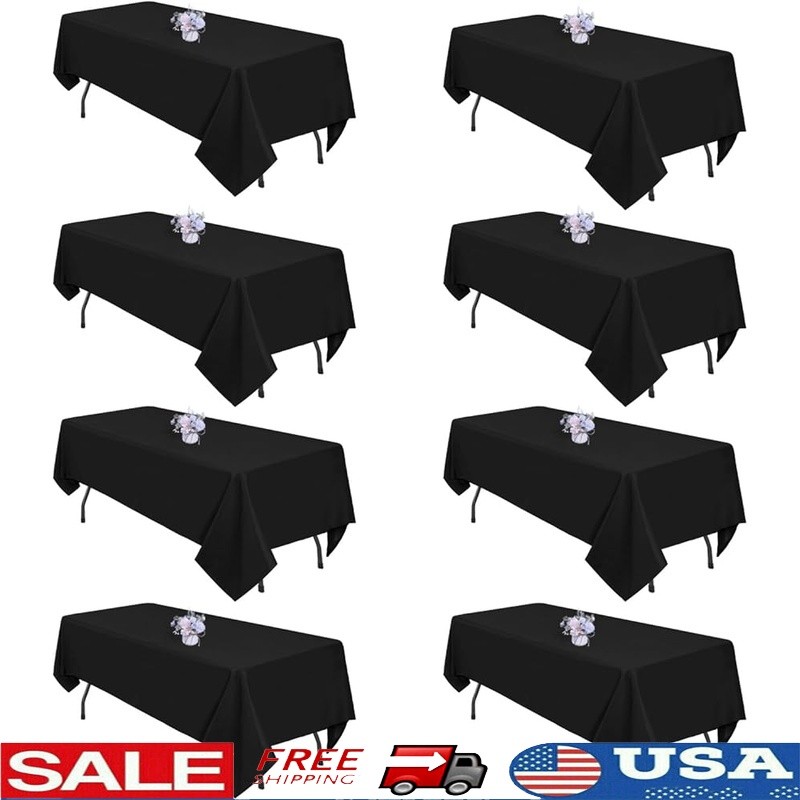 Black Tablecloths 8 Pack Rectangular Polyester Seamless Reusable Events Dining