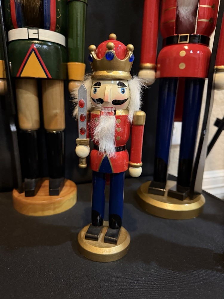 Lot Wood Nutcracker Christmas Decor Set Large Medium Small Holiday Display