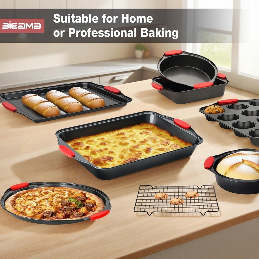 13-Piece Baking Pans Sets Nonstick Bakeware Sets BPA-Free Carbon Steel Stackable