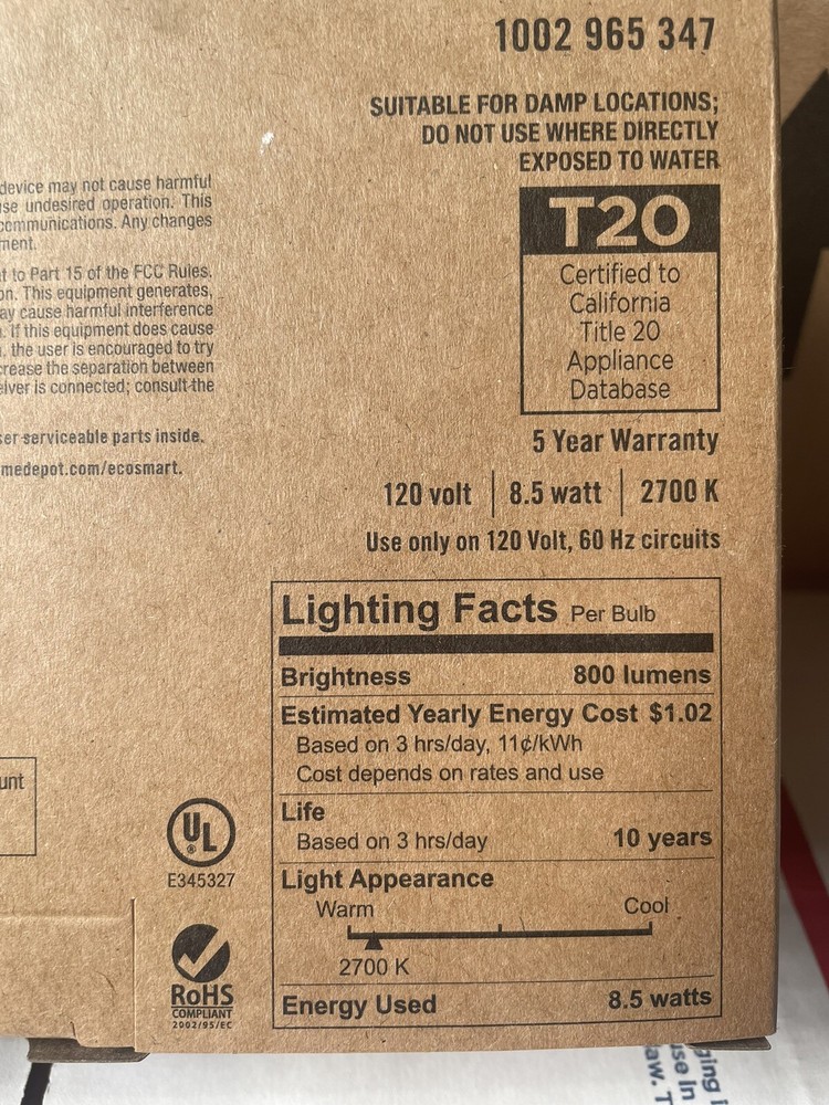 2 (4-Pack) EcoSmart 60-Watt A19 Non-Dimmable LED Light Bulb Soft White