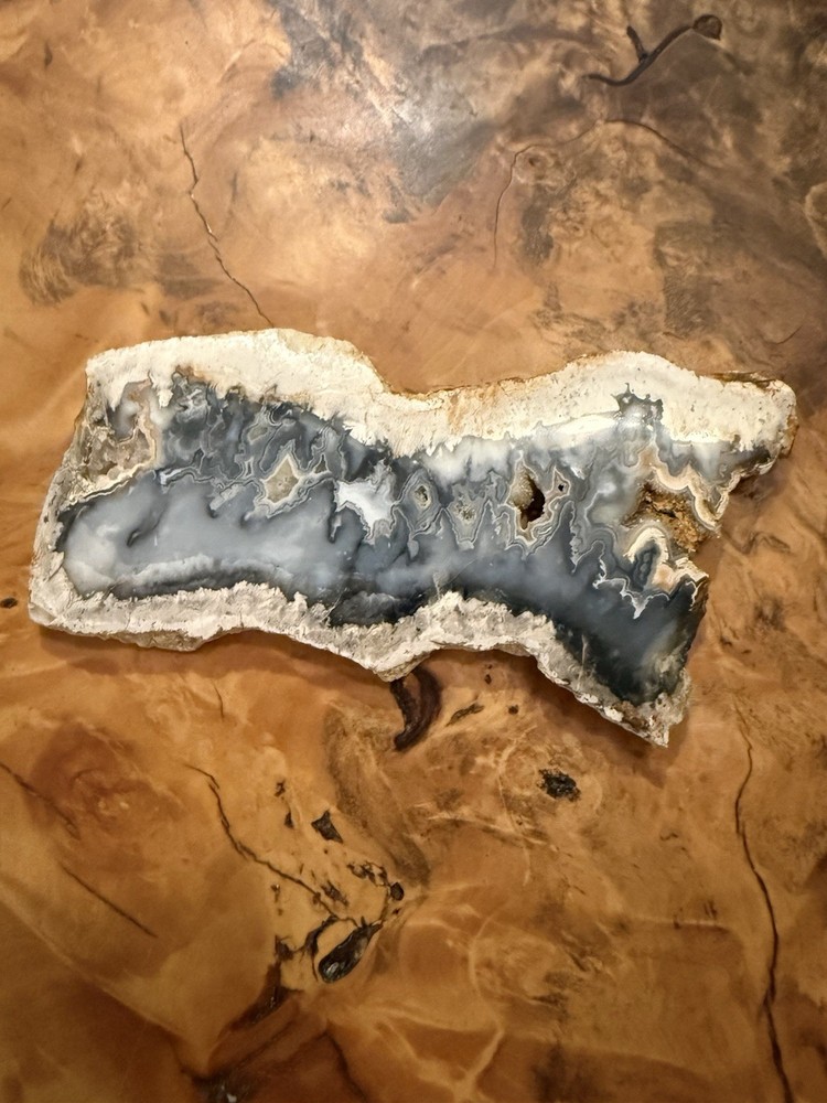 Stormy Blue Agate Slab Indonesia Polished