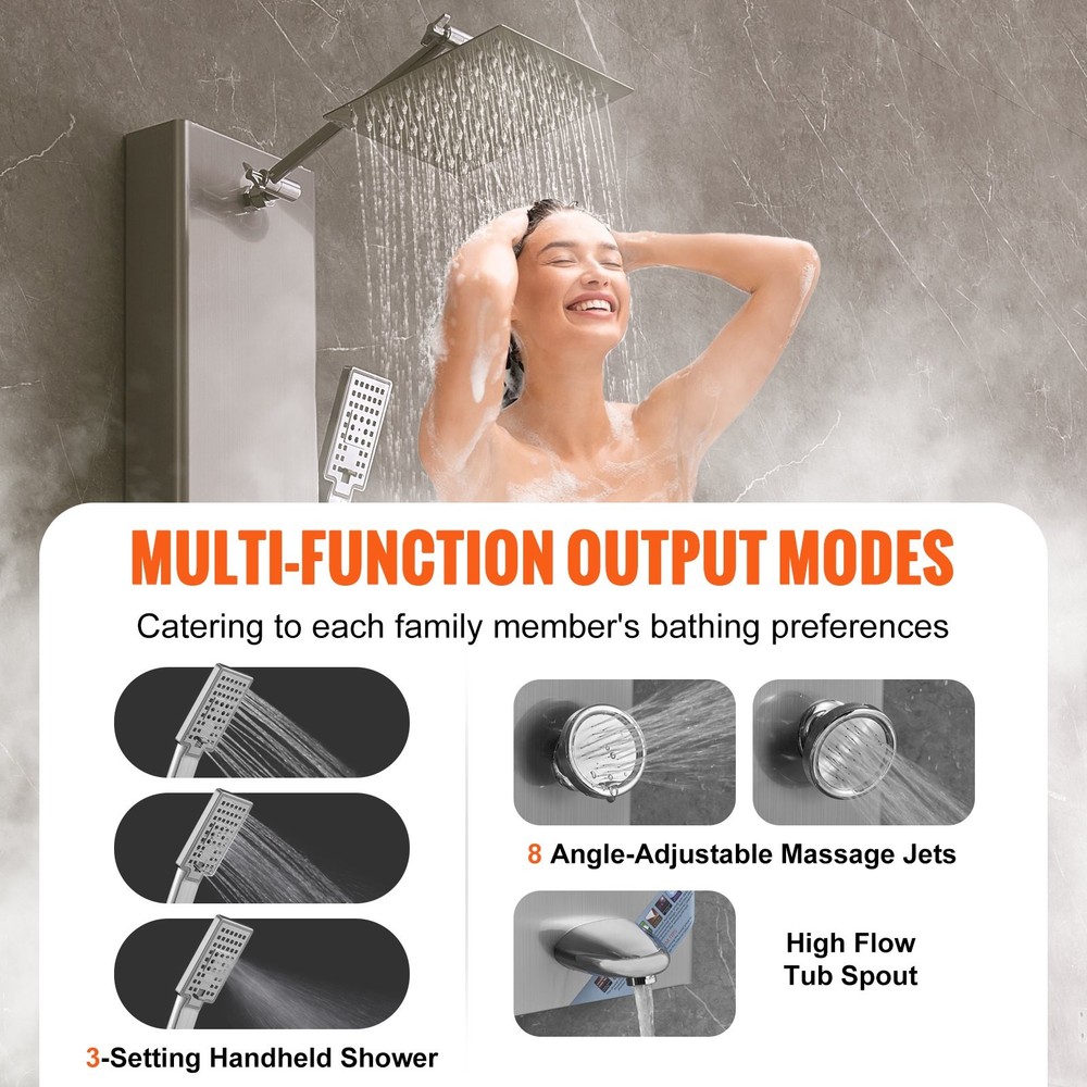 Shower Panel System 5 Shower Modes Digital Display Shower Panel Tower Rain