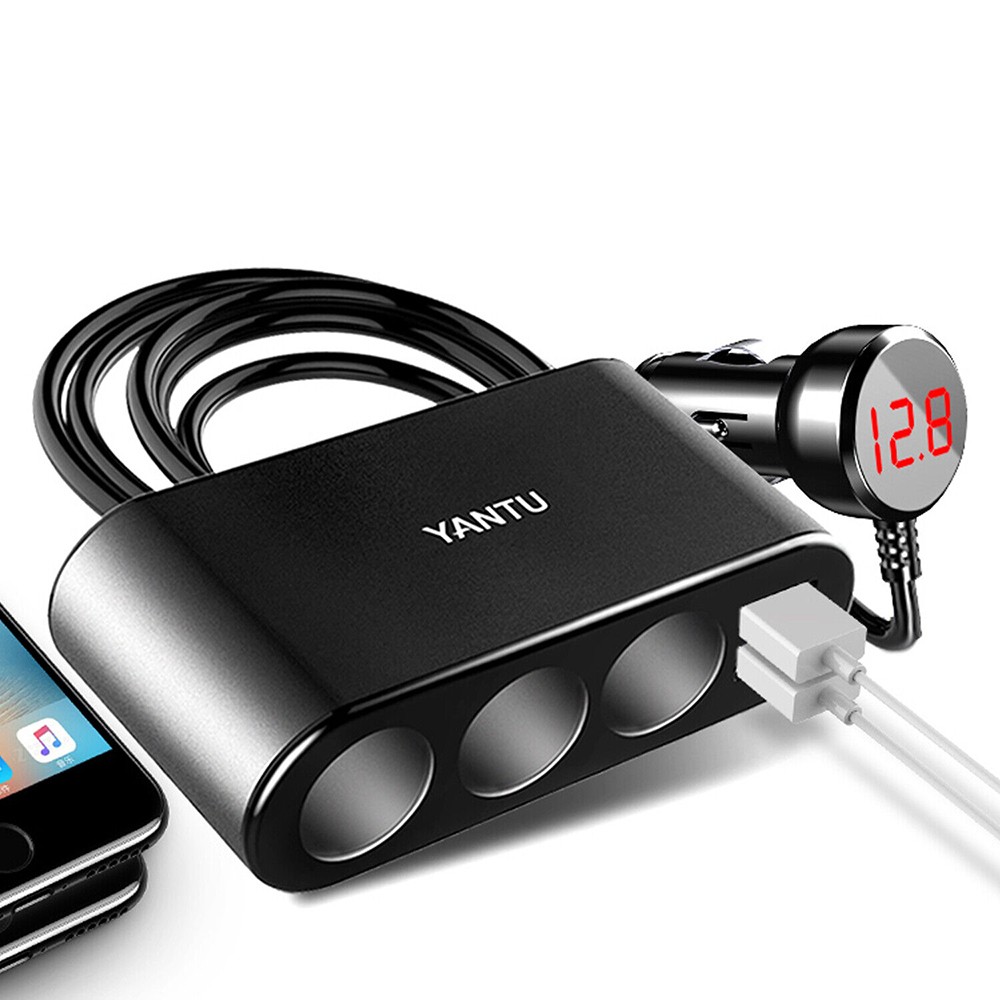 3 Way Multi Car Cigarette Lighter Socket Extension Splitter USB Charger DC 12V