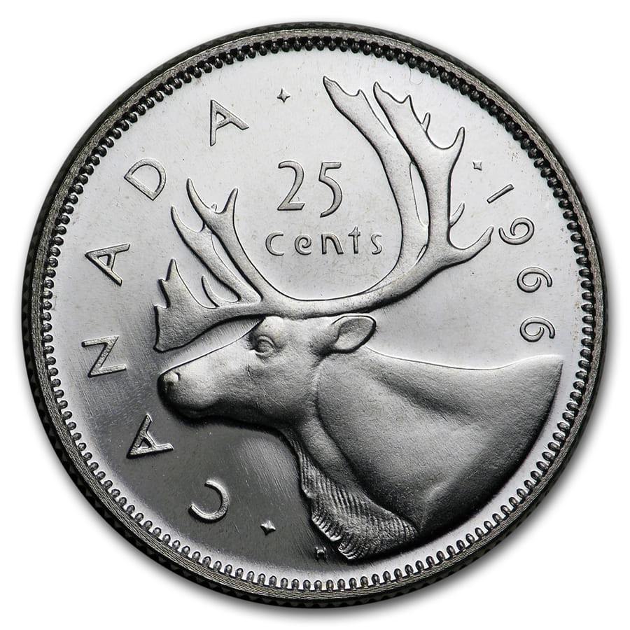 1966 Canada Silver 25 Cents BU/Prooflike