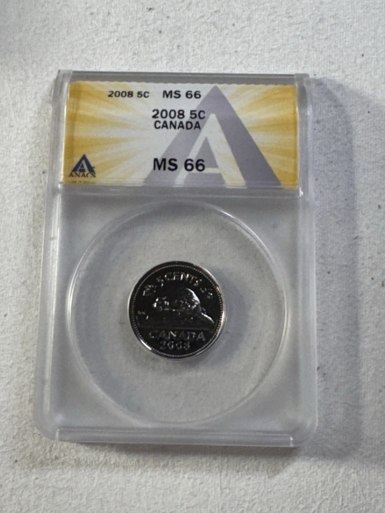 2008 Canada 5 Cents Graded MS 66 by ANACS