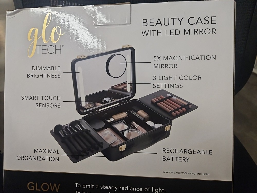 Glo Tech Beauty Case With LED Mirror - Black - Light Use - Unboxed
