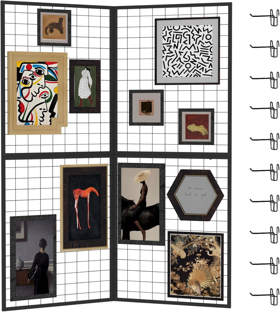 Foldable Grid Wall Panel Set - Heavy Duty Display Rack for Retail & Events