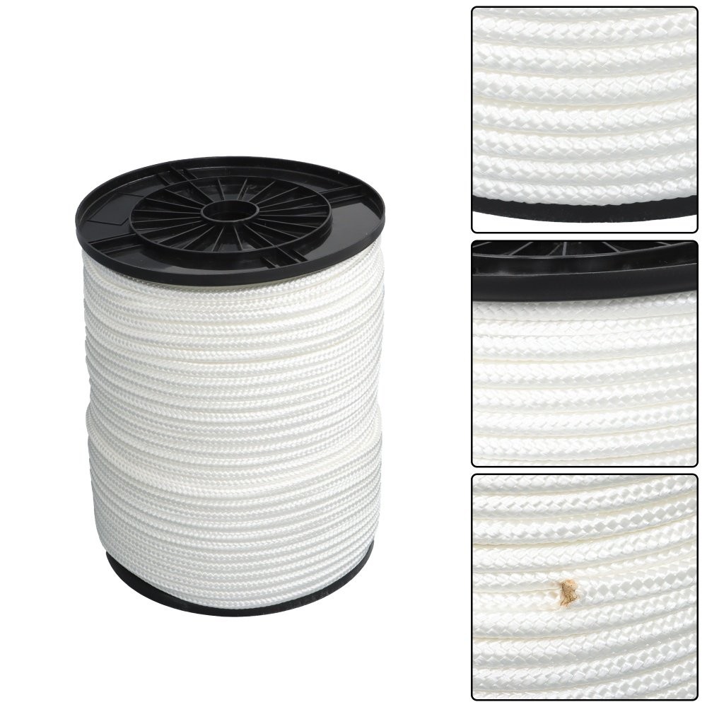 Multipurpose White Nylon Rope Sturdy Spool Solid Braid Knot Rope 3/8" × 500'