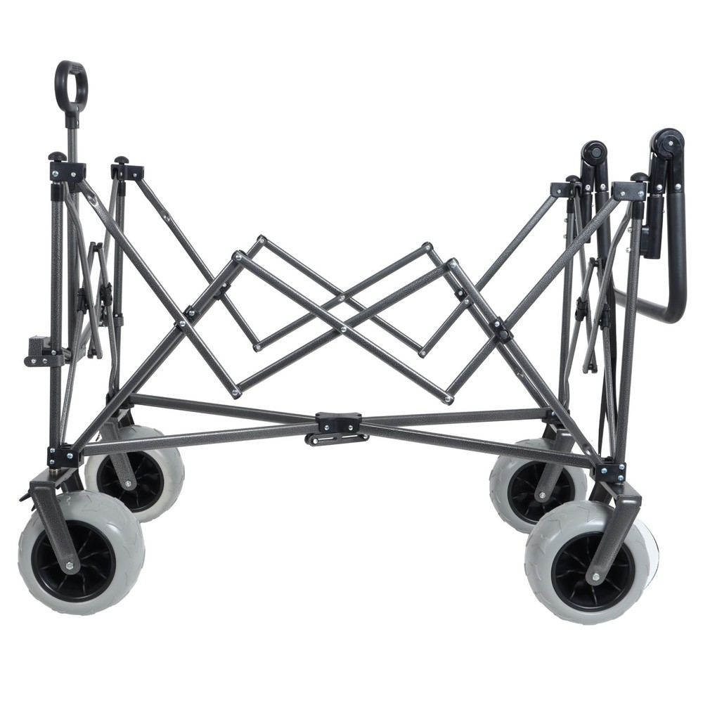 Push-Pull Folding Wagon Cart with Rotating Handle & Large Beach Tires