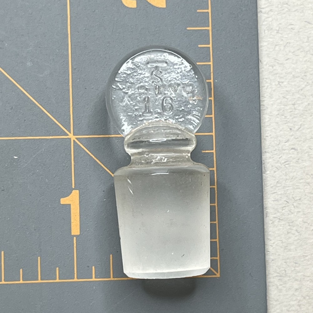 Pyrex Solid Glass #16  Penny Head Ground Glass Stopper H