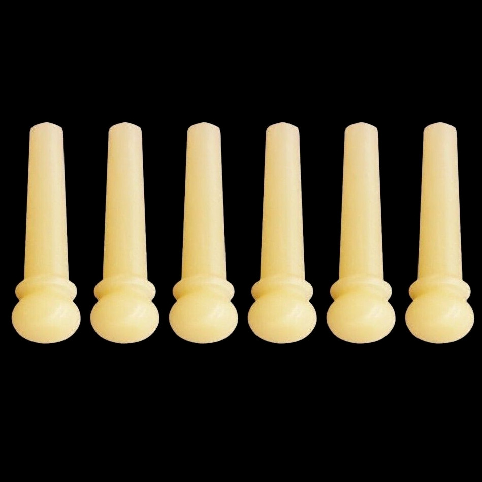 6x Bone Guitar Pin Unslotted String Peg Luthier Unbleached H00-N