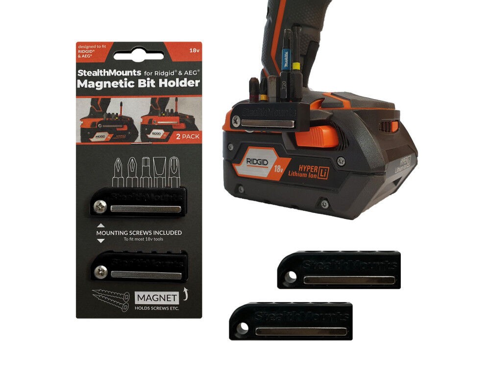 Stealthmounts Bit Holder For Aeg/ridgid 2Pk Black