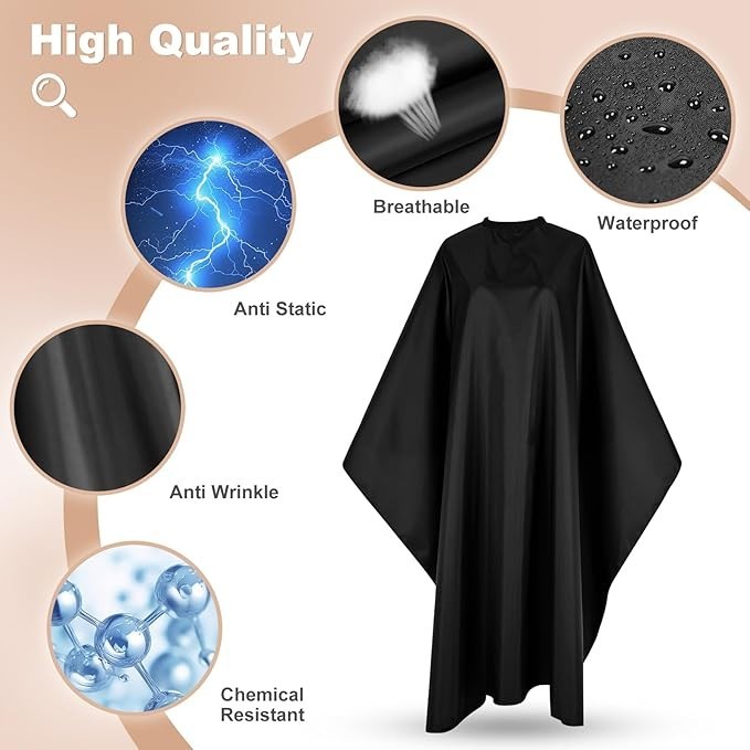 Hair Cutting Cape with Adjustable Snap Closure, Professional Barber Cape,...