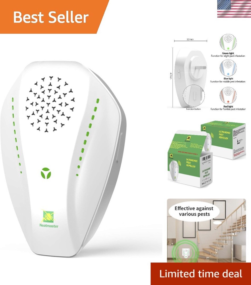 Ultrasonic Pest Repeller, White, Modern, Compact