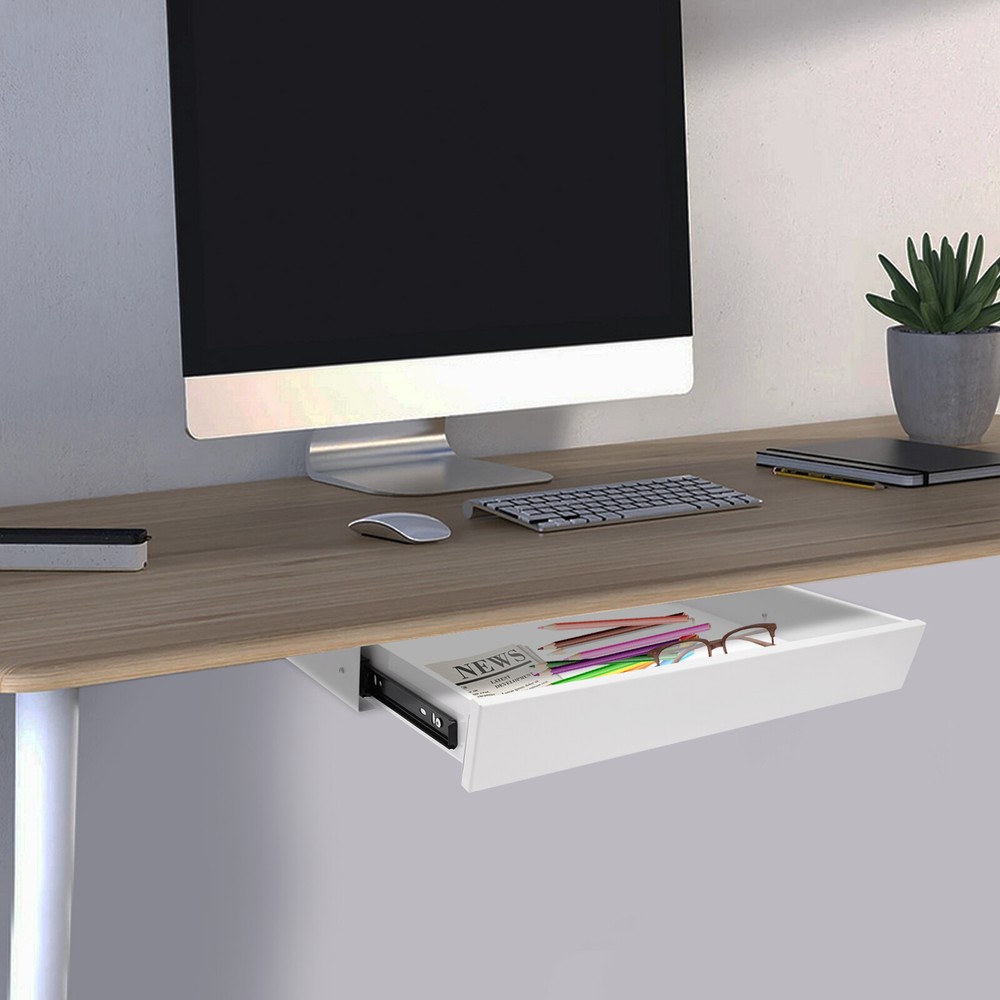 Under-Desk Sliding Pull-Out Drawer for Office Storage Organizer